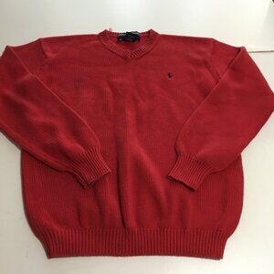 Polo Sport Ralph Lauren Sweater Mens Medium Red Knit Pullover V Neck